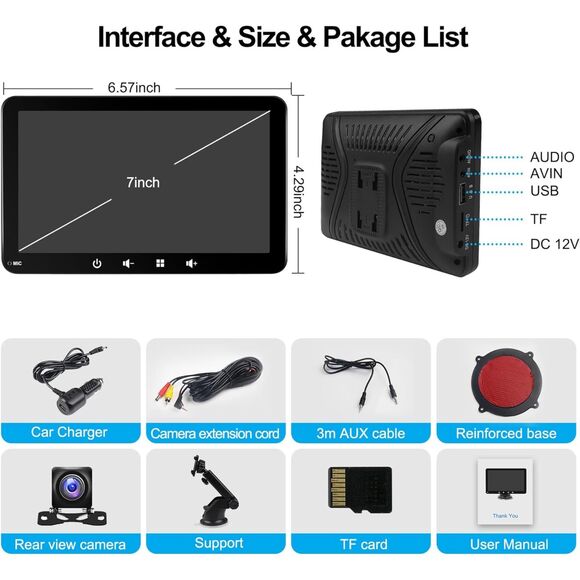 2024 Newest Wireless Apple Carplay & Android Auto, 7In HD Touchscreen Portable - Picture 10 of 11